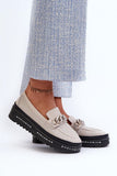 Chic Leather Loafers with Chain Strap & Cushioned Comfort