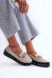 Chic Leather Loafers with Chain Strap & Cushioned Comfort