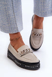 Chic Leather Loafers with Chain Strap & Cushioned Comfort
