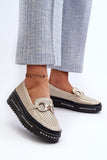 Stylish Women's Leather Platform Loafers with Lace Detail