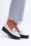 Stylish Lace-Up Women's Moccasins in Natural Leather