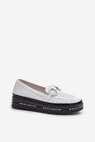 Stylish Lace-Up Women's Moccasins in Natural Leather