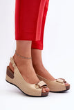 Comfortable Eco Leather Wedge Sandals with Adjustable Strap