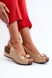 Comfortable Eco Leather Wedge Sandals with Adjustable Strap
