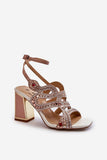 Elegant Block Heel Sandals with Embellishments for Women