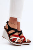 Eco-Leather Women's Wedge Sandals with Braided Detail