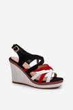 Eco-Leather Women's Wedge Sandals with Braided Detail
