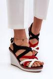 Eco-Leather Women's Wedge Sandals with Braided Detail