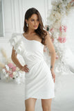 Dazzling One-Shoulder Feather Dress for Special Occasions
