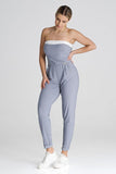 Classic Strapless Loose Jumpsuit with Pleats and Pockets