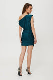 Asymmetrical Mini Dress with Metallic Thread Shine