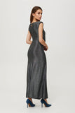 Elegant Knitted Tube Dress with Metallic Thread and Slit