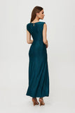 Elegant Metallic Thread Tube Dress with High Slit & Draping