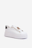 Chic Eco Leather Sneakers with Teddy Bear Charm