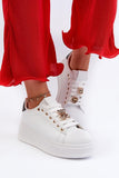 Chic Eco Leather Sneakers with Teddy Bear Charm