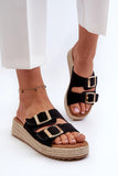 Eco-Suede Platform Flip-Flops with Adjustable Straps