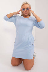 Elegant Plus Size Dress with Functional Pockets - blue / one-size-fits-all