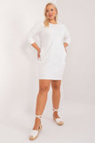 Elegant Plus Size Everyday Dress with Pockets and 3/4 Sleeves