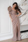 Elegant One Shoulder Dress with Feather Details for Events