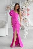 Elegant One Shoulder Dress with Feather Details for Occasions