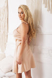 Charming Satin Chemise with Tied Straps and Side Slits