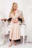Luxurious Satin Long Dressing Gown with Lace Details