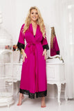 Luxurious Satin Dressing Gown with Lace Accents