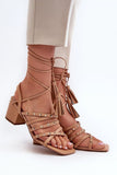 Chic Eco Leather Lace-Up Sandals with Studded Straps
