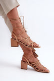 Chic Eco Leather Lace-Up Sandals with Studded Straps