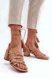 Chic Eco Leather Lace-Up Sandals with Studded Straps