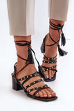 Eco Leather Womenâs Sandals with Interwoven Straps & Studs