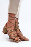 Eco Leather Women's Laced Sandals with Studded Straps
