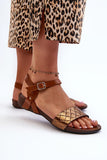 Elegant Flat Leather Sandals with Adjustable Buckle