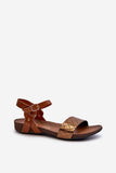 Elegant Flat Leather Sandals with Adjustable Buckle