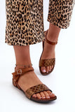 Elegant Flat Leather Sandals with Adjustable Buckle