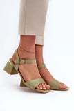 Stylish Eco Suede Block Heel Sandals with Adjustable Strap