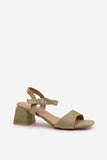 Stylish Eco Suede Block Heel Sandals with Adjustable Strap