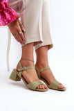 Stylish Eco Suede Block Heel Sandals with Adjustable Strap