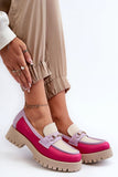 Elegant Leather Moccasins with Gold Accent for Women