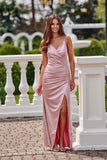 Elegant Open Back Maxi Dress with Draped Neckline and Slit