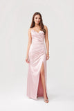 Elegant Open Back Maxi Dress with Draped Neckline and Slit