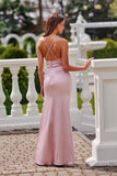 Elegant Open Back Maxi Dress with Draped Neckline and Slit