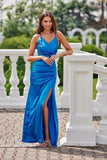 Elegant Open Back Maxi Dress with Side Slit and Crossover Neckline