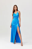 Elegant Open Back Maxi Dress with Side Slit and Crossover Neckline
