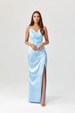 Elegant Open Back Maxi Dress with Side Slit and Draped Neckline