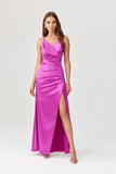 Elegant Open Back Maxi Dress with Side Slit and Wrap Neckline