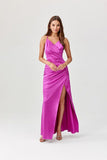Elegant Open Back Maxi Dress with Side Slit and Wrap Neckline
