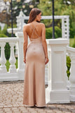 Elegant Open Back Maxi Dress with Side Slit and Draped Neckline