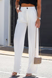 Classic High-Waisted Zippered Pants with Side Pockets