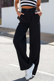 Classic High-Waist Straight Trousers with Pockets